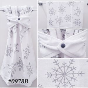 💟💖#0978-B ●NEW! Gray Snowflakes on White bkground Hang'N'Snap Towel+GRAY SNAP